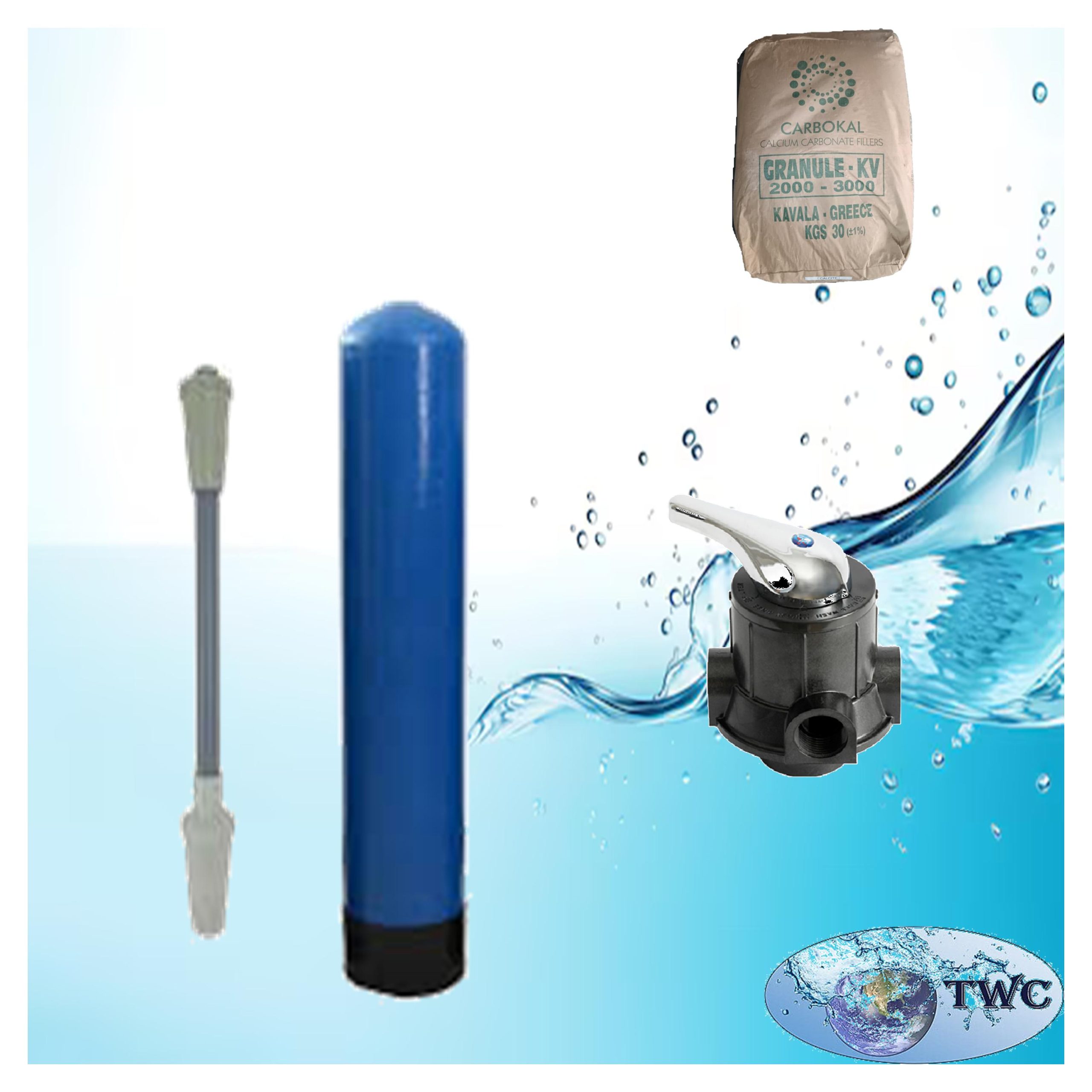 8” pH correction system including calcite