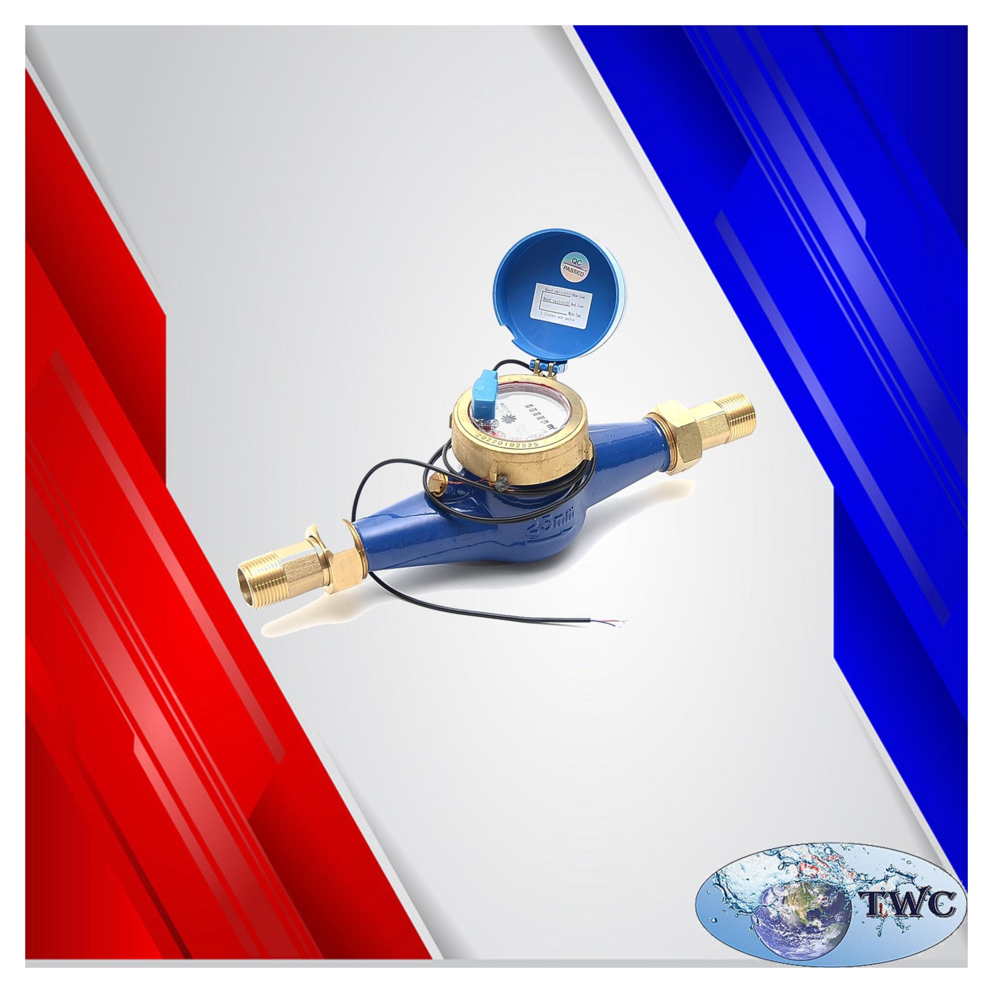 Multi-Jet brass water meter with tails & reed switches