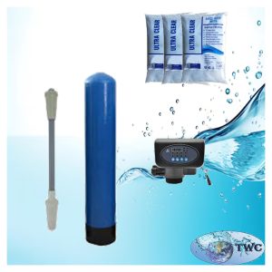 10" Diameter glass filter media system with an automatic backwash head