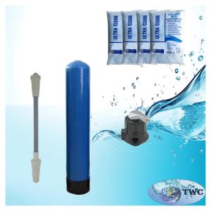 12" Diameter glass filter media system with a manual backwash head