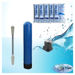 13" Diameter glass filter media system with a manual backwash head