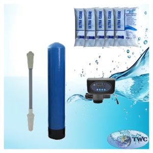 13" Diameter glass filter media system with an automatic backwash head