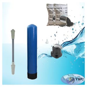 14" Diameter carbon filter media system with a manual backwash head