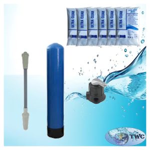 14" Diameter glass filter media system with a manual backwash head