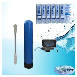 14" Diameter glass filter media system with an automatic backwash head