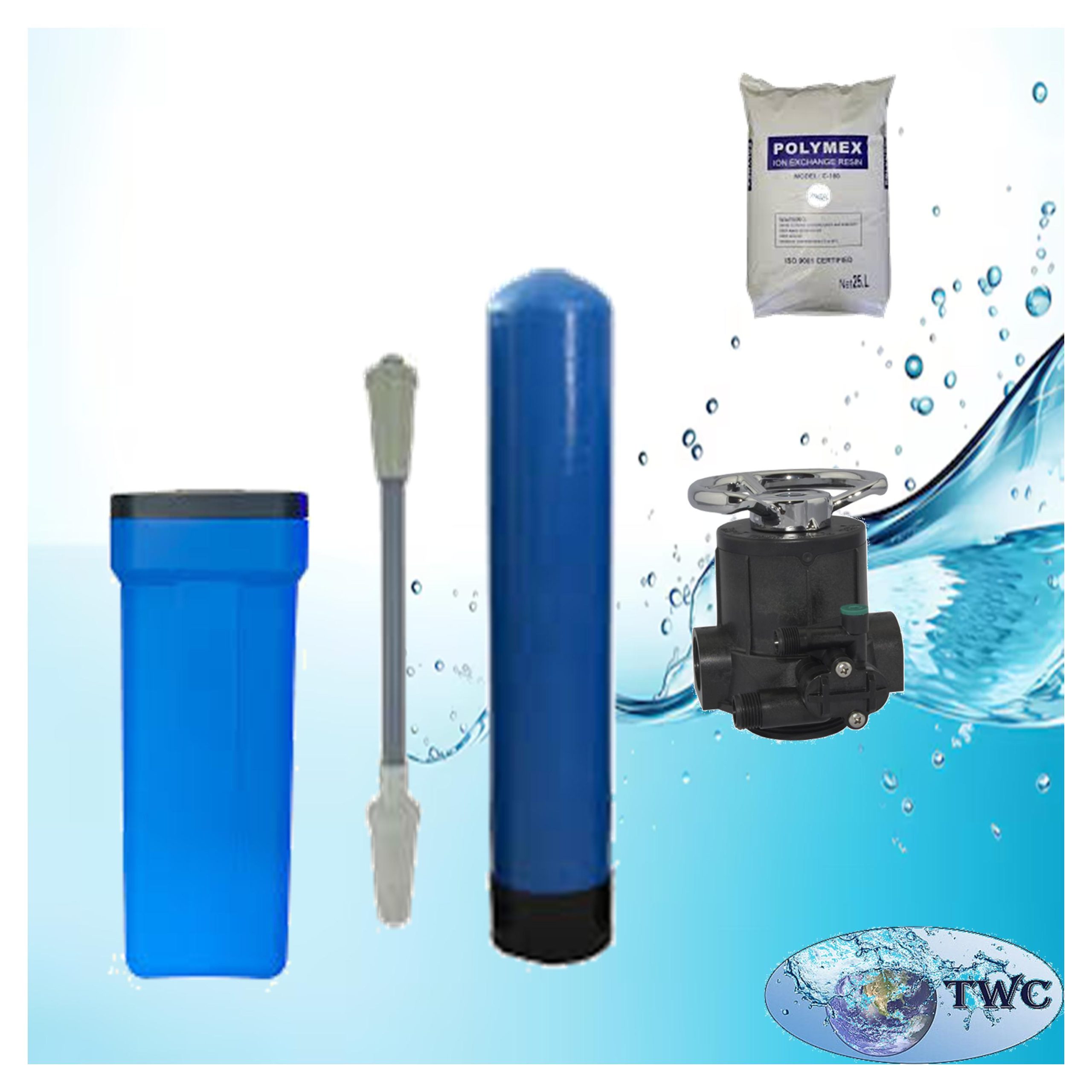 8" Diameter water softener with manual backwash head
