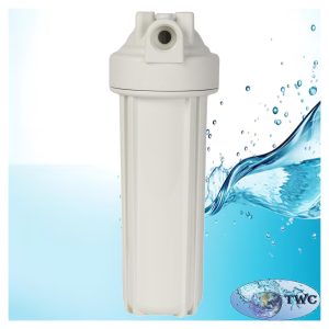 Cartridge filter housing, 2.5"x10", 3/4" in/out, dbl o-ring, white