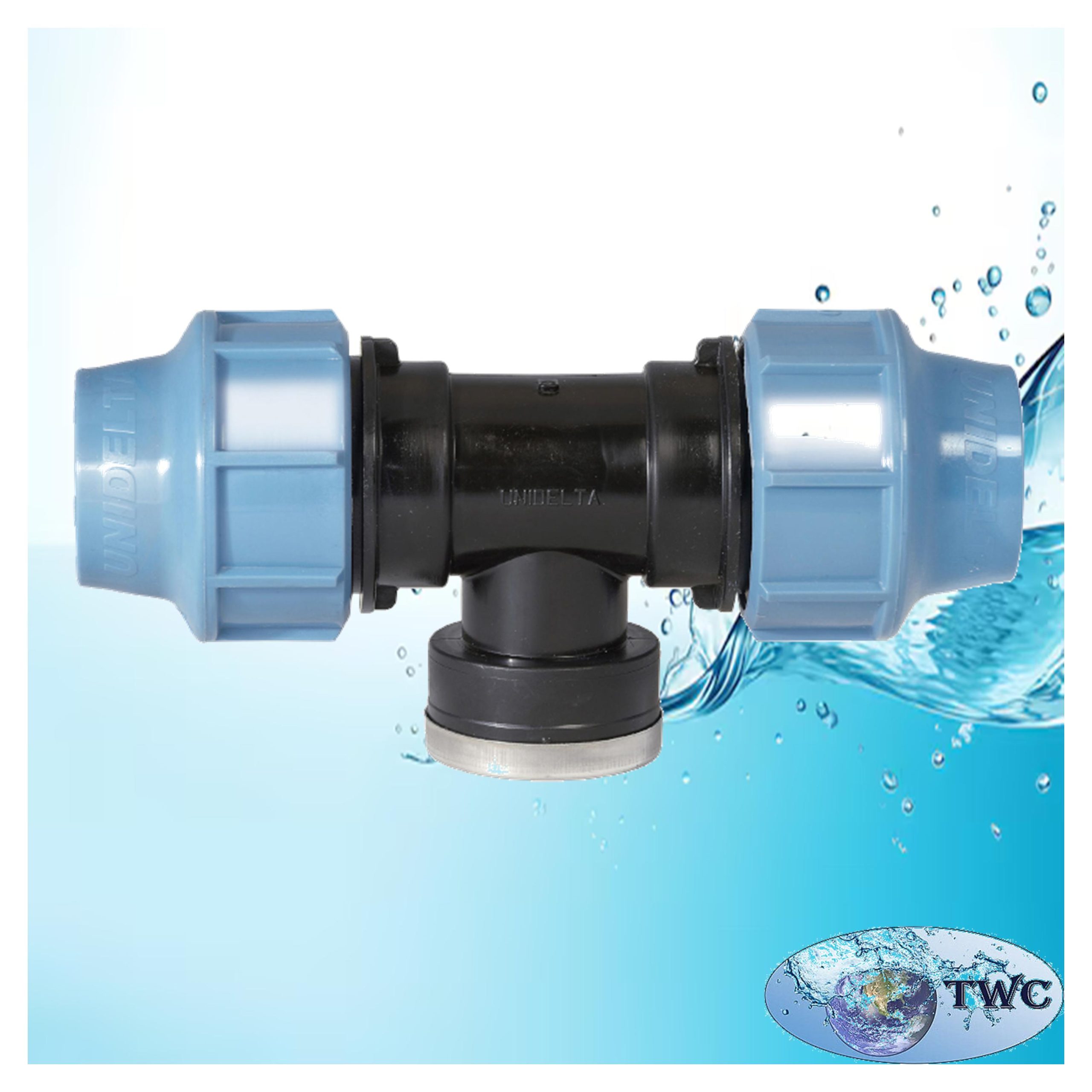 90 Degree tee with threaded female offtake 32 x 3/4" x 32