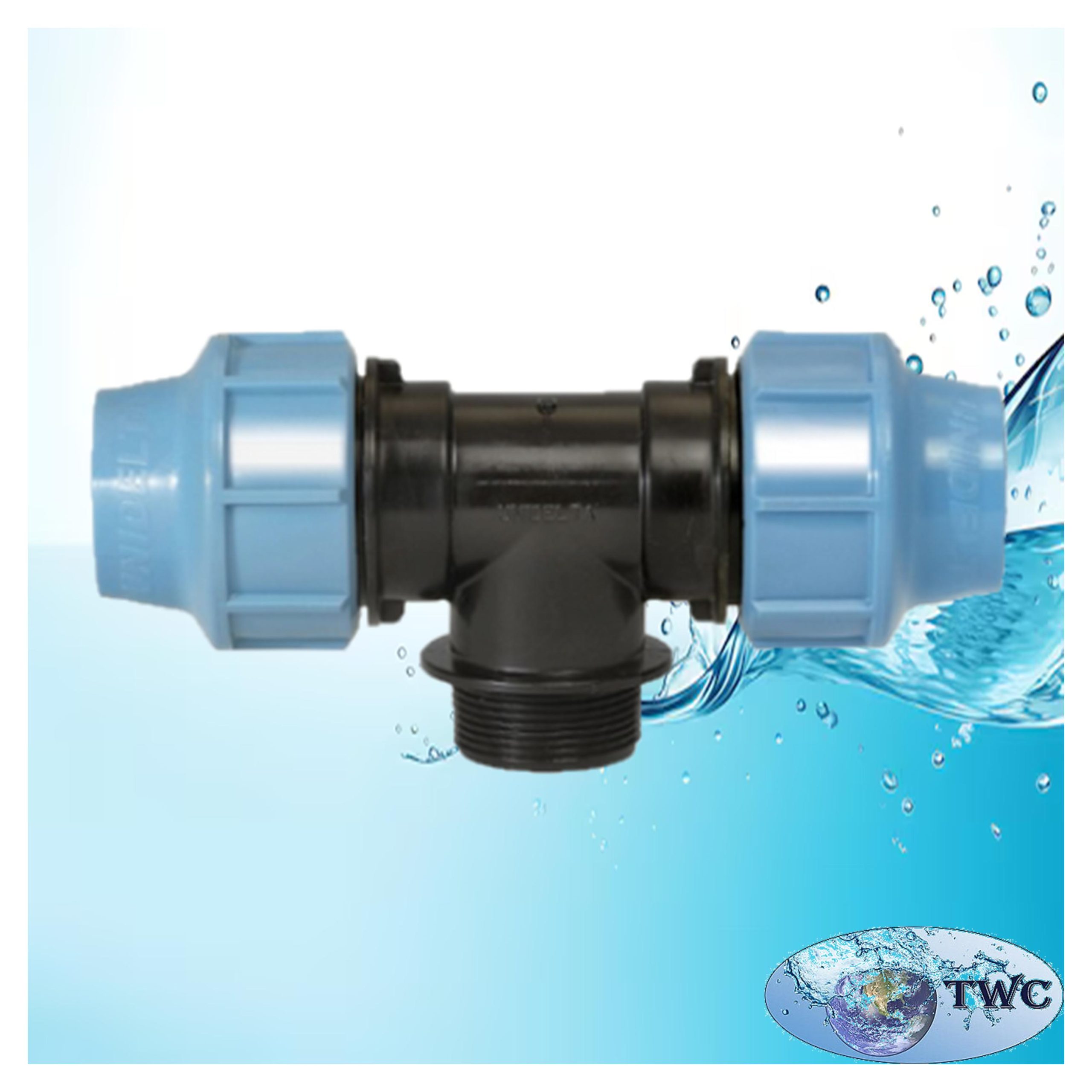 90 Degree tee with threaded male offtake 90 x 3" x 90