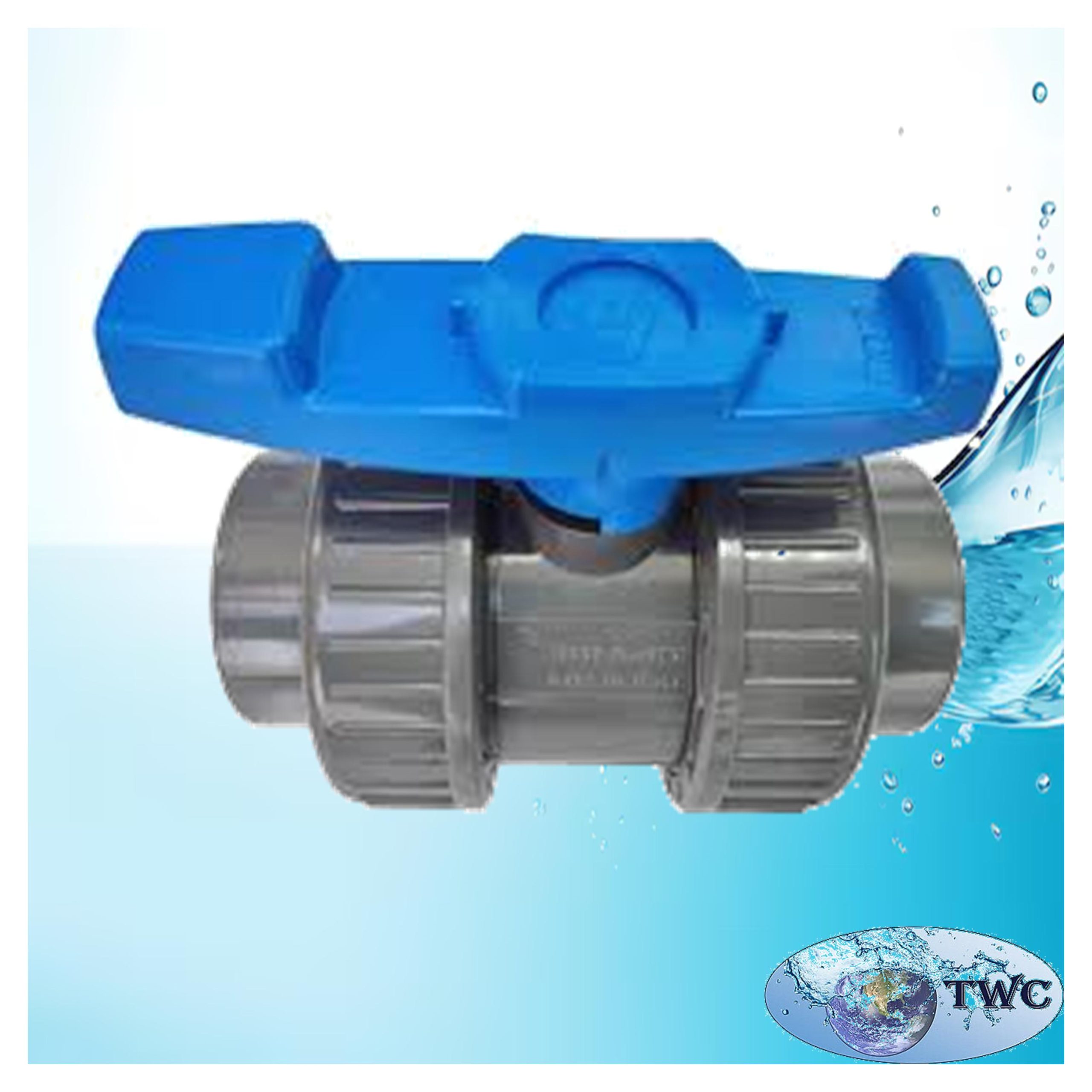 Double union ball valve solvent cement 16mm