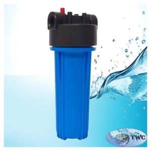 Cartridge filter housing, 2.5" x 10", 3/4" in/out, dbl o-ring, blue