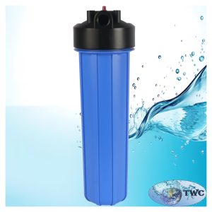 Cartridge filter housing, 4.5” x 20”, 1” in / out, blue, sgl o-ring